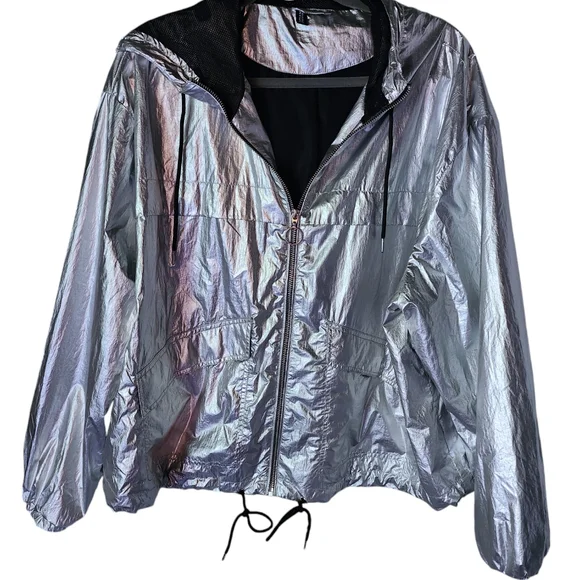 Silver Y2K Galactic Rain Jacket Size XL NWOT - Picture 1 of 9